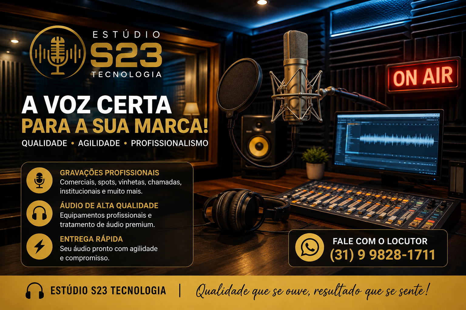 Estúdio profissional de gravação Estúdio S23 Tecnologia